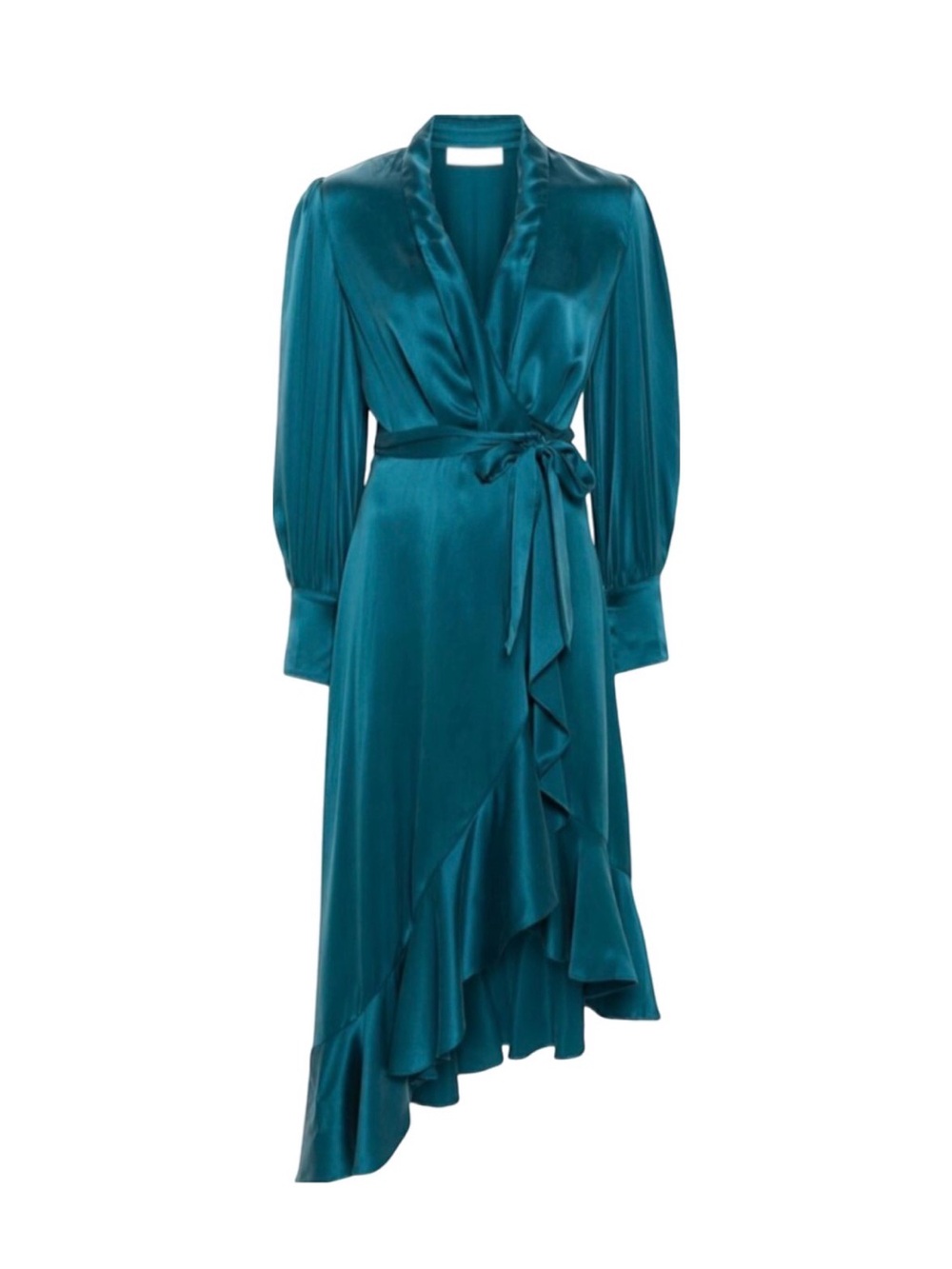 Zimmermann Silk Wrap Midi Dress - Peacock Blue / Teal